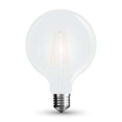 Lampadina LED E27 filamento G125 8W globo vetro Bianco 300°