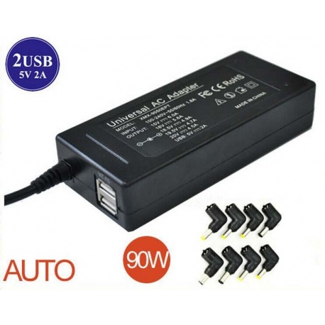 Universal laptop charger 15V-20V auto max 90W 2USB 8 tips