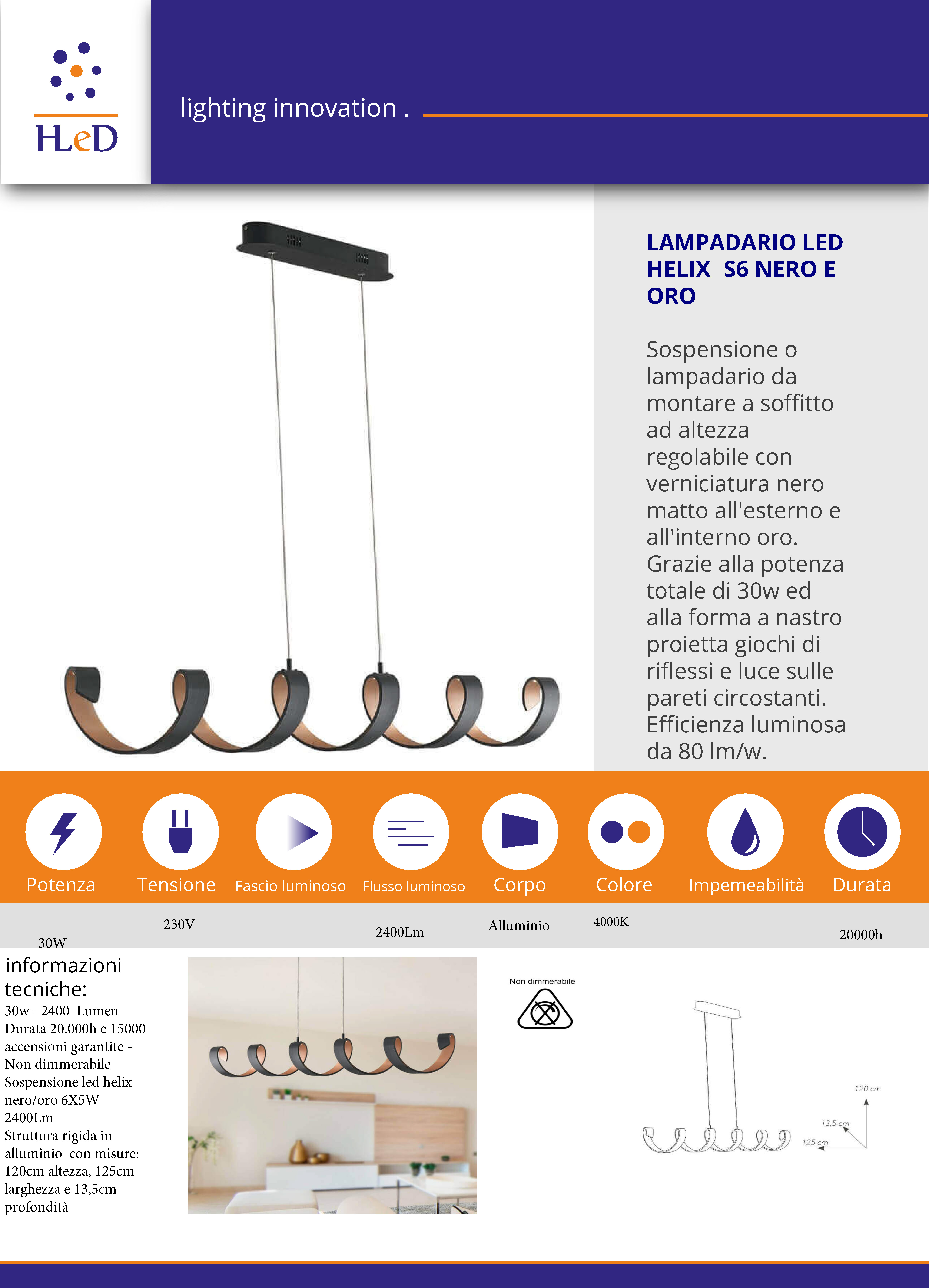 Lampadario sospensione S6 HELIX